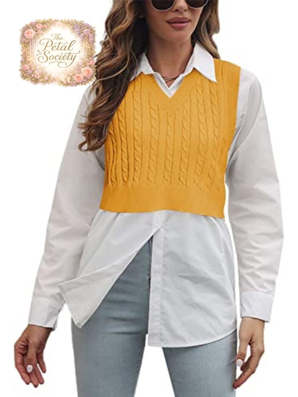 Sleeveless Argyle Sweater Vest Cropped Tank Top V-Neck Knit Preppy